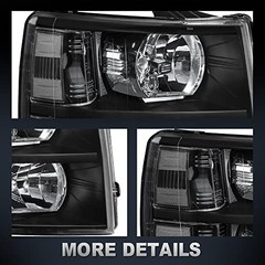 Headlight Assembly Compatible with 2007-2013 Chevy Chevrolet Black/Clear/Clear