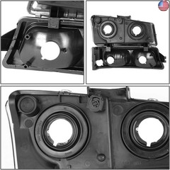 DNA MOTORING HL-OH-CS03-4P-BK-AM Black Amber Headlights Compatible with