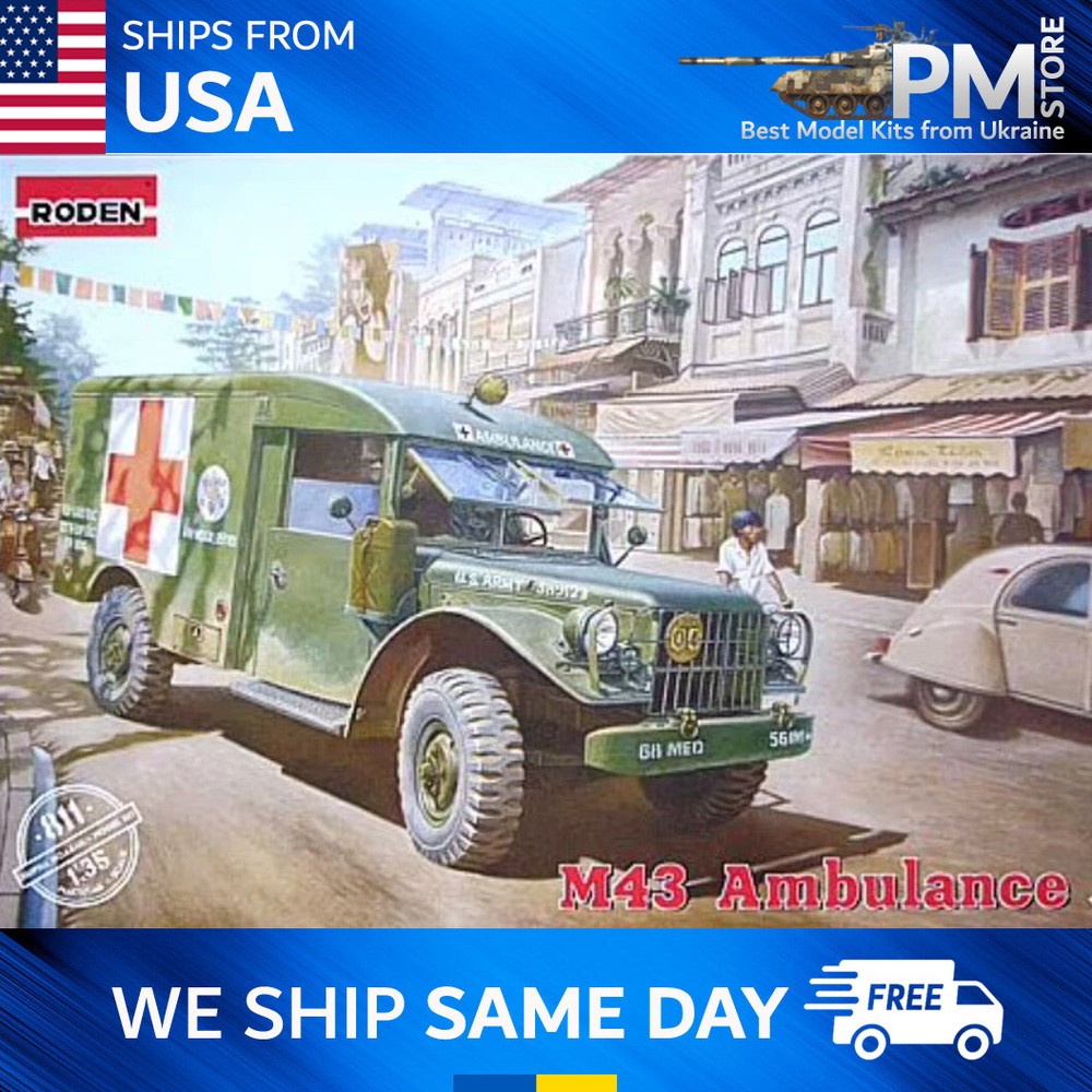 Roden 811 Dodge M43 3/4 TON 4X4 Ambulance truck plastic model kit 1/35