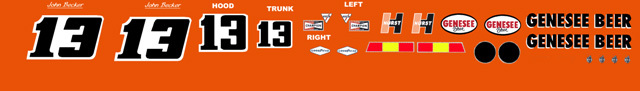#13 John Becker Geneese Beer 1969 Camaro Trans Am 1/24th – 1/25th Scale Decals
