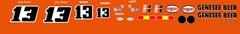 #13 John Becker Geneese Beer 1969 Camaro Trans Am 1/24th – 1/25th Scale Decals