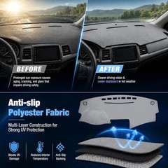 Dashboard Dash Cover Mat Carpet Compatible with 2007-2011 Toyota Camry(Grey)