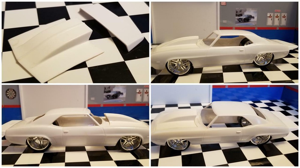Resin Rear Spoiler & Outlaw Hood Combo for ’69 Camaro Revell 1/25. HOT!