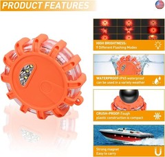 Nilight LED Road Flares Emergency Lights 3 Pack,9 Flash Models Roadside