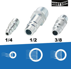 1/2” Air Hose Fittings Set, High Flow 4PCS I/M Industrial Type 1/2 Inch NPT Male