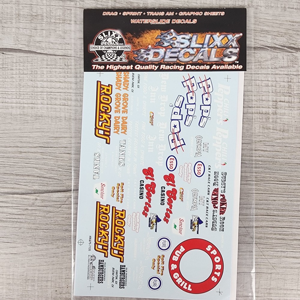 Slixx 7135 Mom & Pop Sheet #5 Waterslide NASCAR Decal 1/24 1/25 Scale NEW