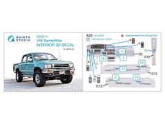 Quinta Studios 1/35 Toyota Hilux 3D Interior Dashboard Colored Decal Set (MENG)