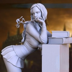 1/24 Resin Figures Model Kit Library Girl Unpainted,Unassembled Model Kit.