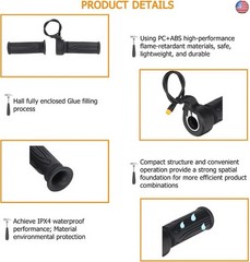 EBike Full Twist Throttle, 3 Pin EBike Throttle Grip with Waterproof Joint,
