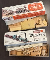 Lot 2 StromBecker Wood Train Kits Wm Galloway & Pioneer Vintage Unassembled Rare