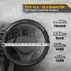 Cat Hexsport Black Carbon Fiber Steering Wheel Cover Standard 15 Inch Size