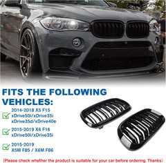 X5 F15 Grille，Gloss Black Kidney Grill Fit 2014-2018 X5 F15 X6 F16 X5M F85 X6M F