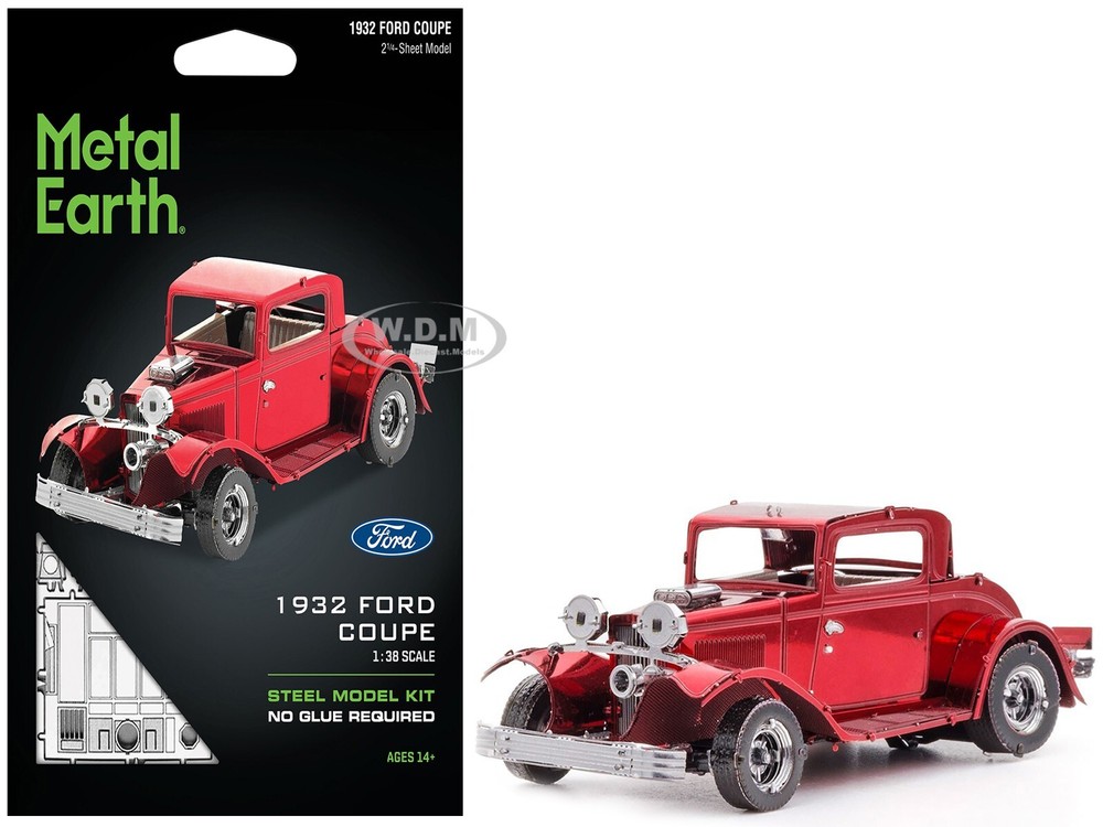 1932 FORD COUPE RED STEEL MODEL KIT BY METAL EARTH MMS198