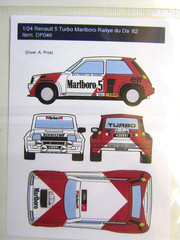 Decalpool 1/24 Scale Renault 5 Turbo M@rlboro Rallye du Da ’82 Prost Decal DP046