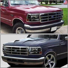 DNA MOTORING HL-OH-F15092-6P-LED-BK-AM Black Amber Headlights Compatible with