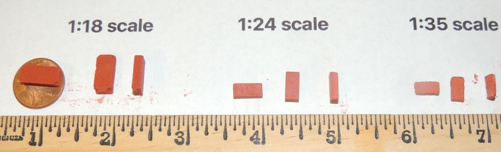 LOT of 225 red bricks 1;24 SCALE DIORAMA (EACH 1/2” x 1/4”x 1/8”)