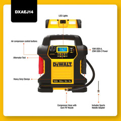 1600-Peak Amp Portable Jump Starter with Digital Compressor and USB Power Bank