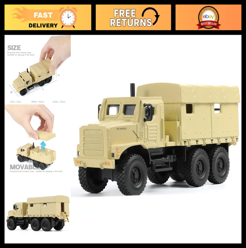 1/64 Military Tactical Truck Model – Armored Off-Road Vehicle Die-Cast Metal Kit