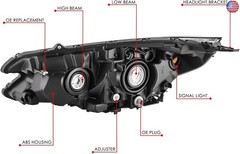 DNA MOTORING Right OE Style LED DRL Headlight Compatible with 2015-2016 Honda