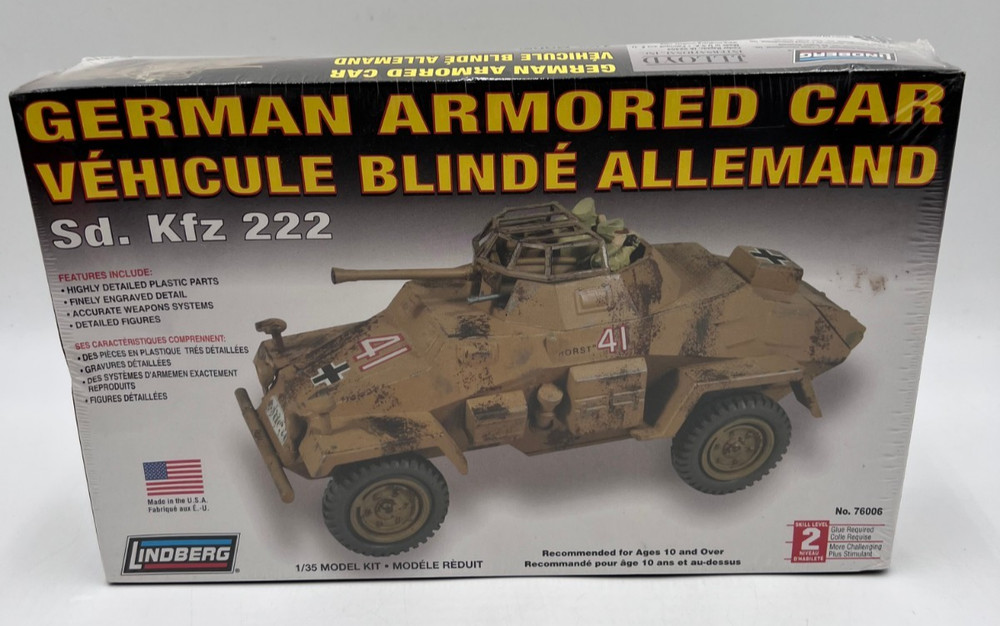 Lindberg Sd.Kfz. 222 German Armored Car 1/35 WWII Military Model Kit No. 76006