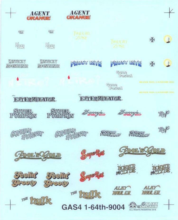 Slixx 9004 1/64 Gasser Mini Sheet #4 Drag decal