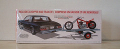 Chevrolet 1980 Chevy Monte Carlo with Chopper Motorcycle and Trailer 1:25 scale