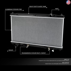 DNA Motoring OEM-RA-13403 1-Row Aluminum Core Radiator Compatible with 14-17