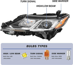 2018-2022 Camry L LE SE Headlights,Led Projector Headlight Assembly Compatible w