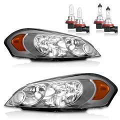 Headlights OE Replacement Clear Lens I Chrome Housing I Amber Reflector