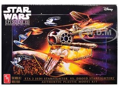SKILL 2 MODEL KIT ETA 2 JEDI & DROID STARFIGHTERS SET STAR WARS 1/48 AMT AMT1436