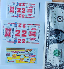 CUSTOM 1/64 & HO CLEAR WATER SLIDE DECALS NASCAR #2 MILLER HIGH LIFE TIME ALL 3
