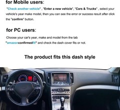 Dash Cover Mat Custom Fit for Infiniti G25 G25X G35 G35X G37 G37X 2008 2009