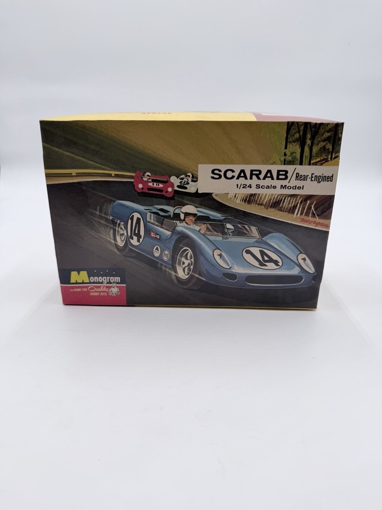 Monogram Scarab Rear Engined 1/24 Plastic Model Kit Sealed Parts Open Box 1997