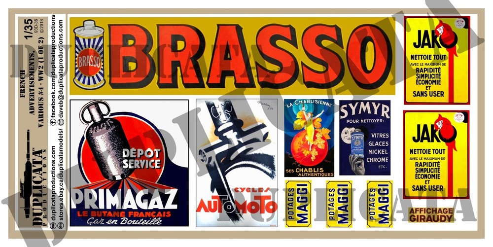 Diorama – 1/35 French Advertisement Posters, Various Sizes #4 – WW2 (2 sheets)