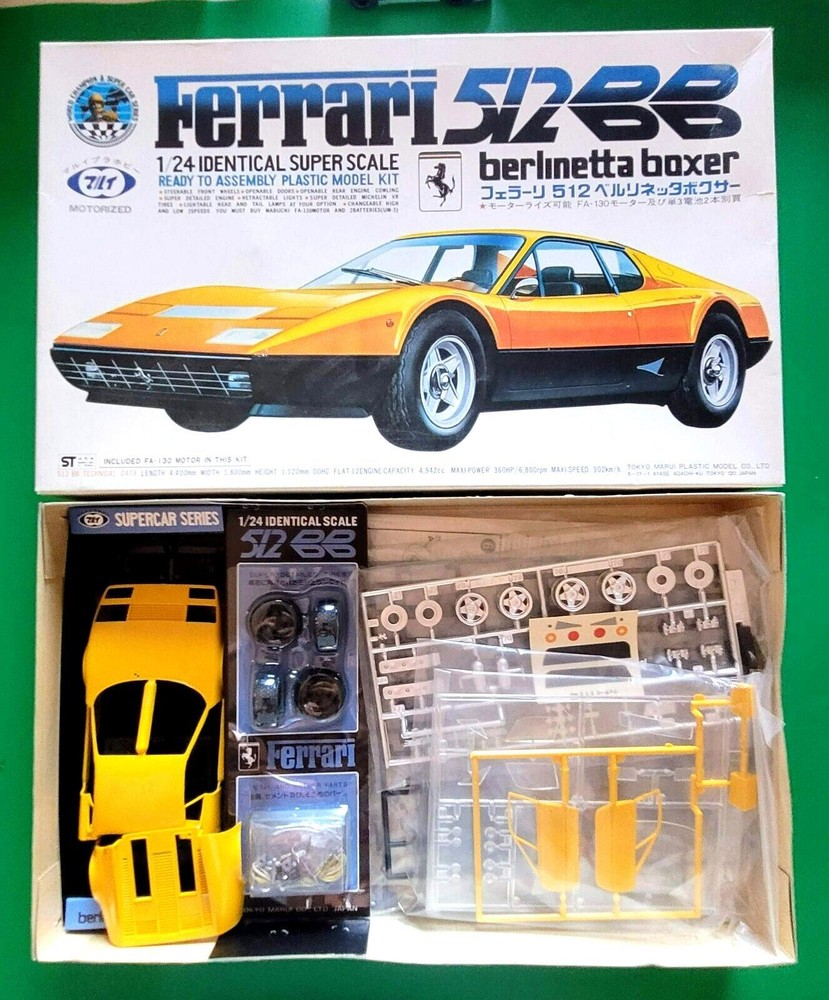 RARE TILT TOKYO FERRARI 512BB Berlinetta Boxer Yellow 1/24 Model Kit NEW IN BOX