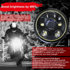5-3/4 5.75″ LED Motorcycle Headlight with Halo DRL Compatible with Harley Davids
