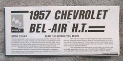 AMT 1957 Chevy Hard Top 1:25 Scale Model Kit 31798 Open Box