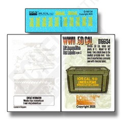 Echelon Fine Details 1/16 WWII .50 CAL M2 Ammo Box Labels (style 5) Decal