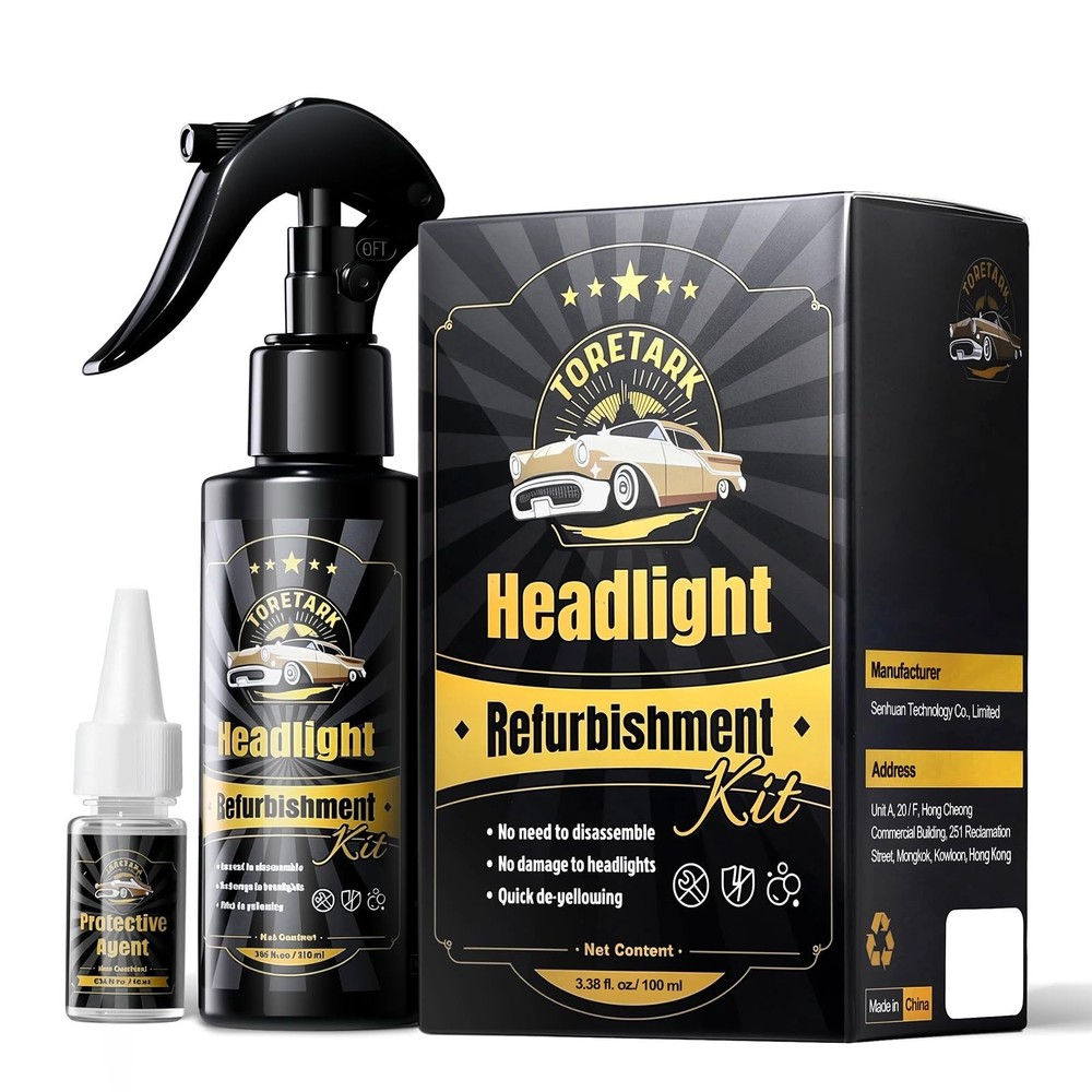 Toretark Headlight Restoration Kit – No-Sanding, Restore Yellow Foggy Headlight