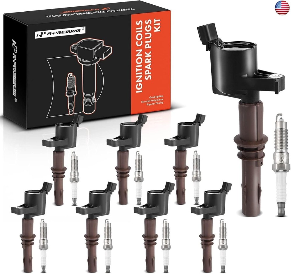 A-Premium Ignition Coils and Spark Plugs Kits Compatible with Ford F-150,