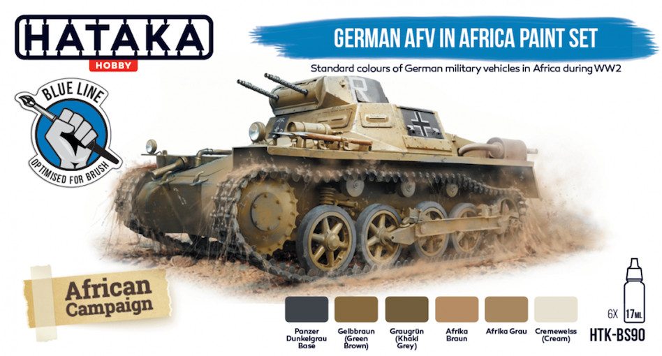 Hataka Hobby Paints GERMAN AFVs IN AFRICA COLORS Blue Line Acrylic Paints