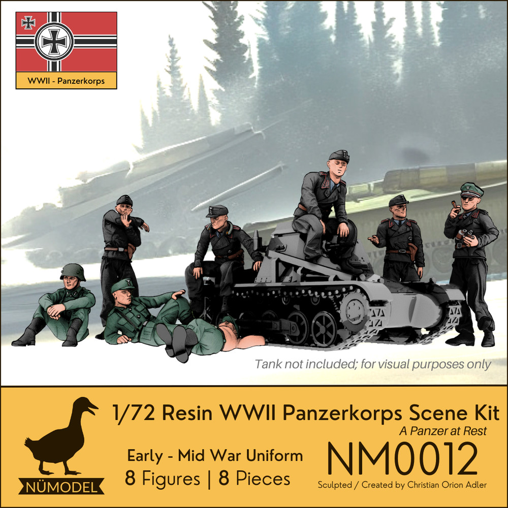 NUMODEL NM0012 | 1/72 Resin WWII Panzerkorps Scene Kit “A Panzer at Rest” | 8pc