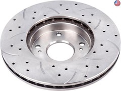 UNITHUB Front Drilled and Slotted Brake Pads and Rotors Kit Ceramic Automotive