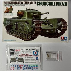 Lot: Tamiya #35210 1/35 Scale Churchill Mk.VII w/RB Metal Barrel & Star Decals