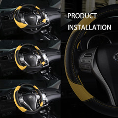 Leather Car Steering Wheel Cover, Non-Slip Car Wheel Cover Protector Breathable