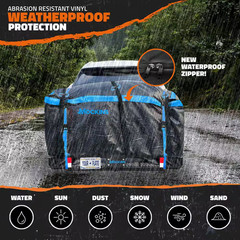 60 In. X 24 In. X 6 In. Folding Tow Hitch Mount Cargo Carrier W/ 25 Cu. Ft. Blue