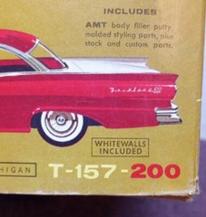 Vintage amt 1957 FORD 2DR. HARDTOP AMT 3in1 MODEL KIT EMPTY BOX 1/25 T-157-200