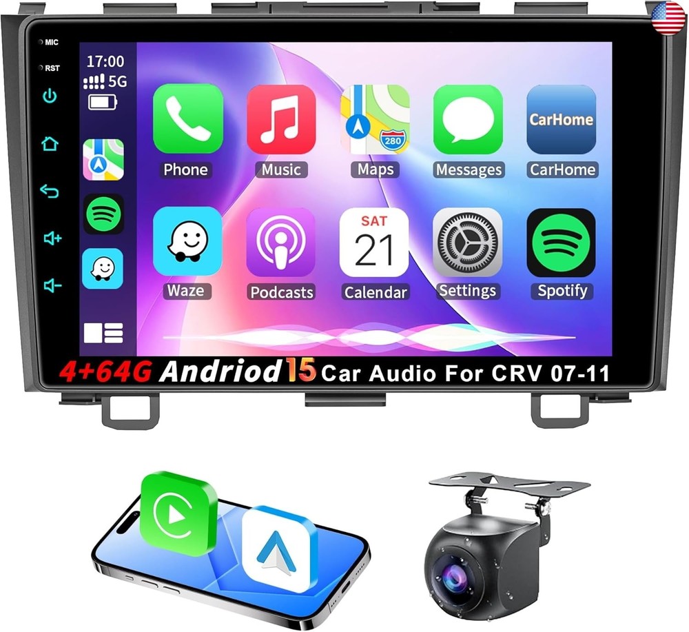 4G+64G Android 15 Car Stereo for Honda CRV 2007-2011 with Wireless