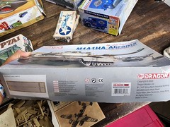 Box of vintage military vehicles models (Lot size 9) Planes Ships Car Tank