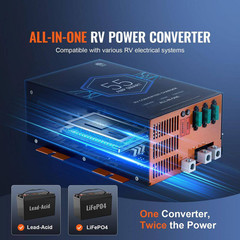 RV Converter with Smart Charging 13V to 16. 5V Range, 55 Amp, 110V AC to 12V DC